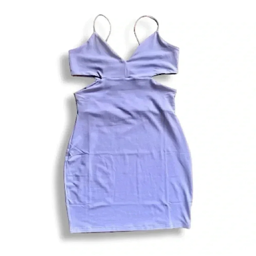NWT Susana Monaco Cutout Side String Thin Strap Mini Dress Provence Purple, L